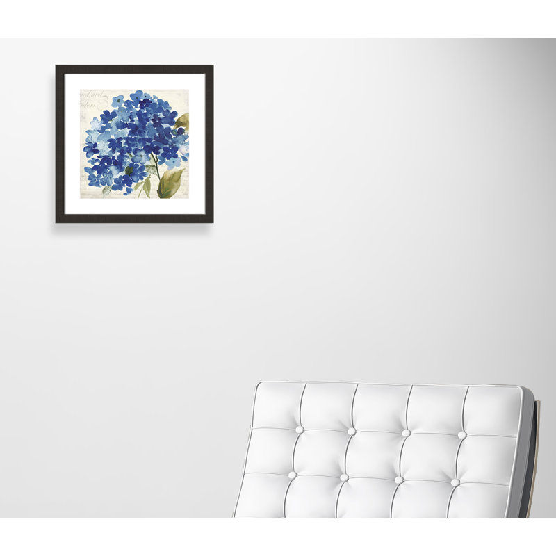 «Geatano Hampton Hydrangea II», reproduction de peinture à l'aquarelle encadrée, Cadre espresso foncé