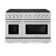 ZLINE 48 in. Paramount Satin Double Oven Gas Range w/ 8 Burners & Doors