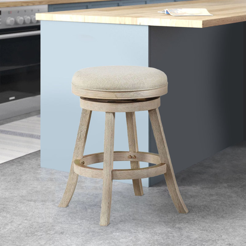 Tabouret de bar et de comptoir pivotant en bois massif Nia, Tabouret de comptoir (siège d’une hauteur de 24