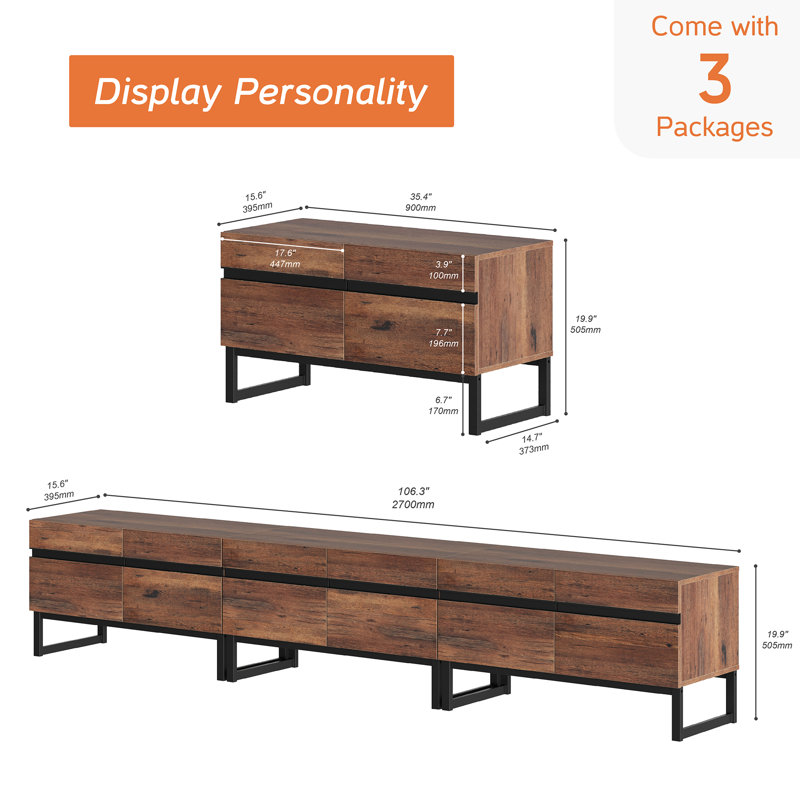 Aadam TV Stand for TVs up to 88", Brown