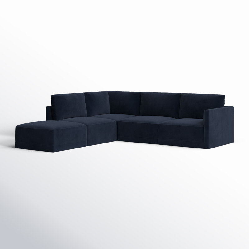 Deirdre Velvet L-Shaped Sectional Left Hand Facing, Navy Velvet