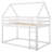 Twin Over Twin Low Bunk Bed with House Roof and Ladder, Wooden Kids Bed Frame with Safety Guardrails, Pine and MDF-1544778042