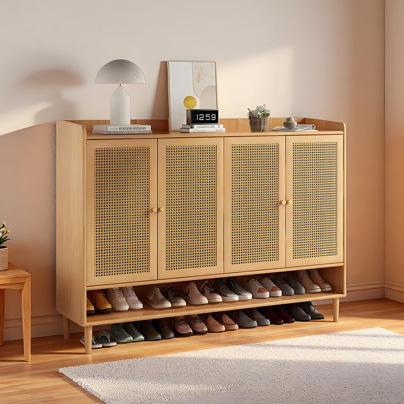 Rangement à chaussures pratique de style nordique, 39.37" H x 62.99" W x 13.78" D, Burlywood