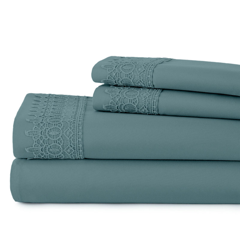 Ensemble de draps en microfibre Jaquil, Simple, Bleu acier