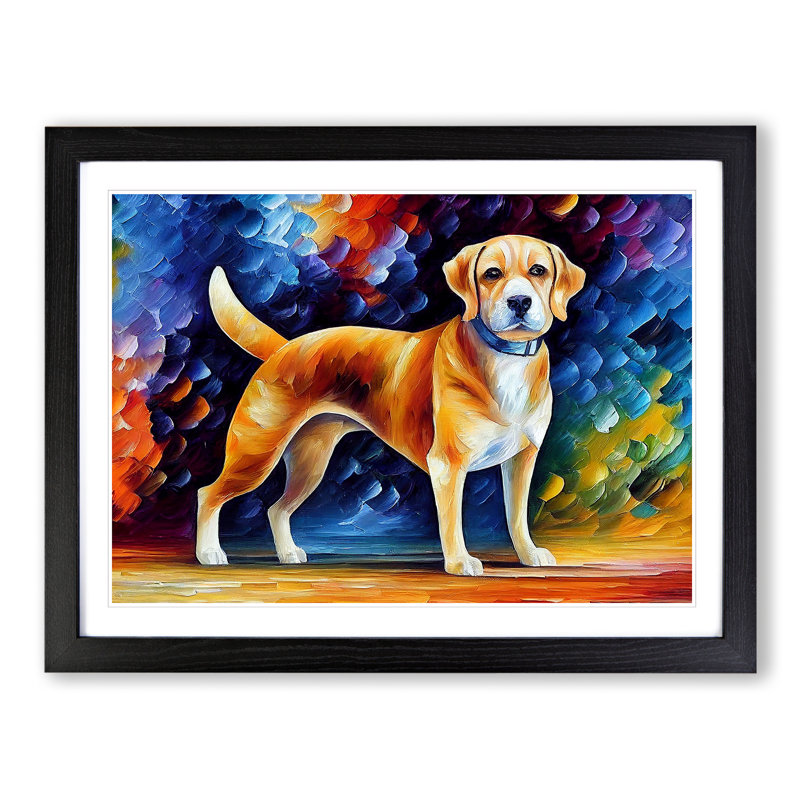 Dog Vol.2 Abstract - Single Picture Frame Painting, 25cm H x 34cm W x 2cm D, Black