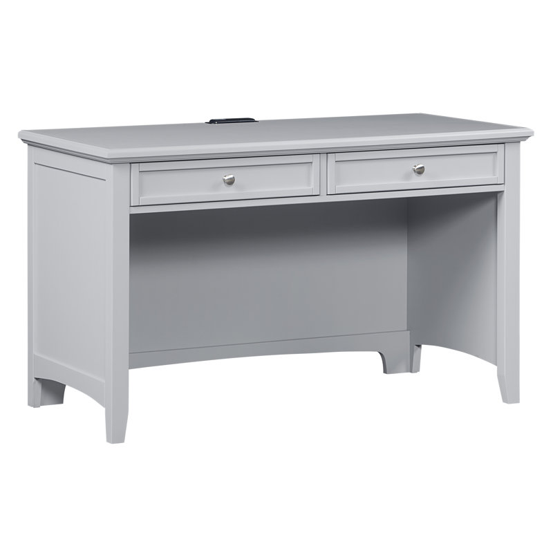 Bureau en bois massif Yaov, Gris urbain