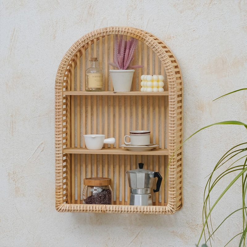 Arch Top Boho 3-Tier Bamboo Wood Wall Accent Shelf