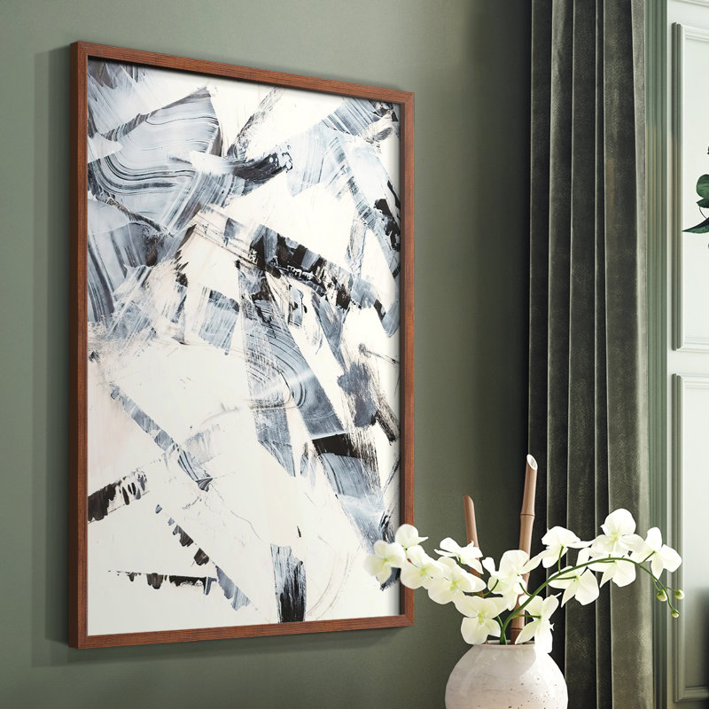 «Fractured Ice I», reproduction encadrée - bois massif, H 28 po x l 22 po, Cadre photo brun simple