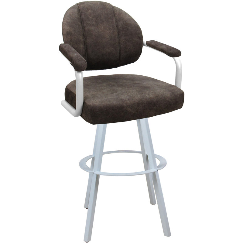 Tabouret de comptoir pivotant 30 po Mahlum, Mélange de polyester cendré / cadre blanc