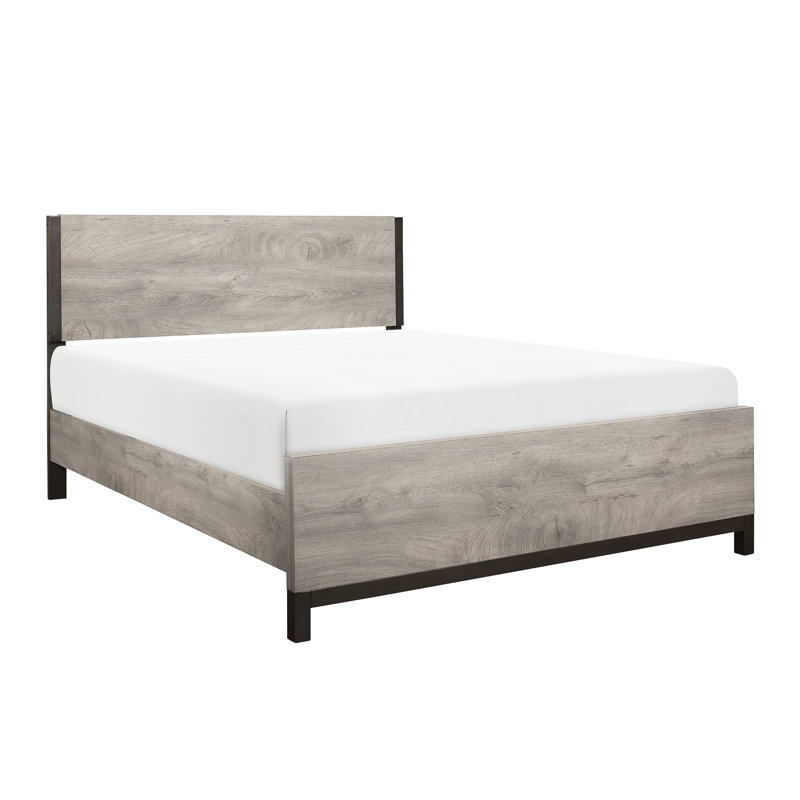Lit double pour chambre double - Finition grise et bois de construction