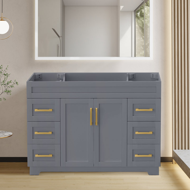 Meuble-lavabo de 48 po sans contreplaqué DodreHome, Gris, Doré