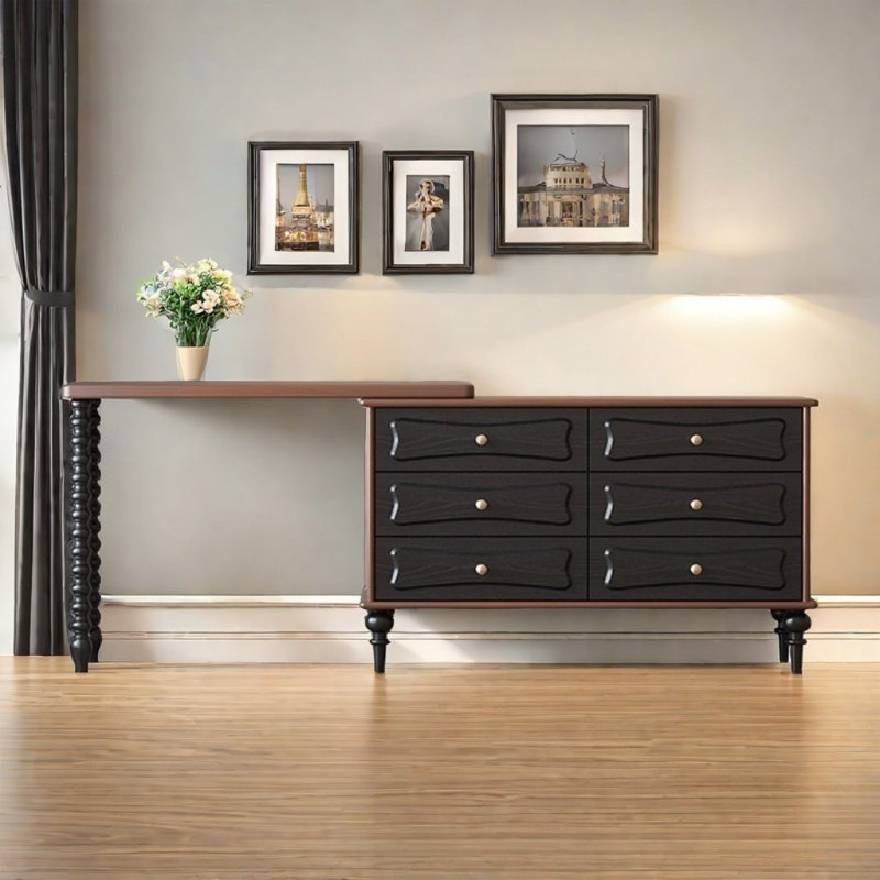 Commode de luxe rétro française, Noir / brun