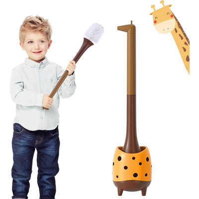Toilet Brush Giraffe Shape,Cute Shape Look, PP Bristles Round Brush, Compact Size Toilet Brushes Floor Standing, 1-Pack