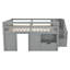 Lits avec rangement, lit double en bois aggloméré, lit mezzanine moderne pour enfants gris