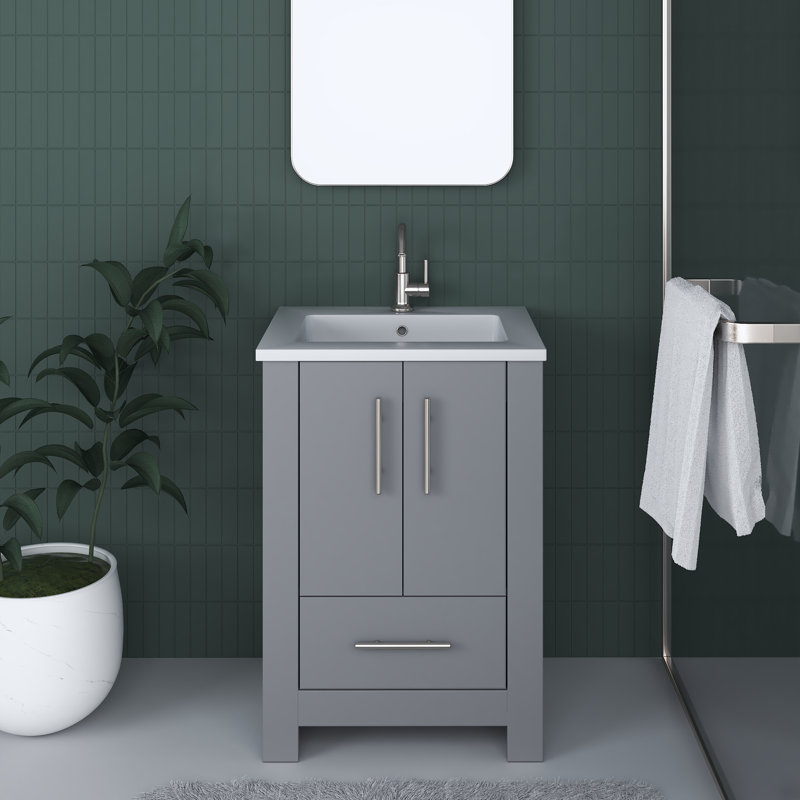 Ensemble de meuble-lavabo simple 24 po Boston, Gris