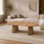 Table basse en bois ronde en bois, flexible et extensible, multifonctionnelle et peu encombrante, conception ovale à la mode et pieds de table à lattes, table à thé ou bureau, table de salon moderne