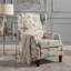 Fauteuil inclinable avec accoudoirs en tissu avec garniture cloutée et dossier en bois
