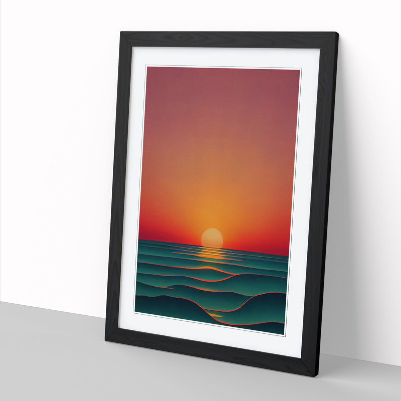 Sunset Minimalism Vol.5 - Picture Frame Print, 34cm H x 25cm W x 2cm D, Oak