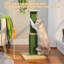 Large Cat Scratching Post 32” Tall Black Scratching Post for Indoor Cats Adults Ultimate Scratch Post with Woven Sisal, Large Base and Removable Dangling Ball- Green