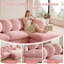 Canapé modulaire 95,3 po à 3 places avec sièges profonds et 6 coussins ronds 95,3 po, rose rosé-123301854
