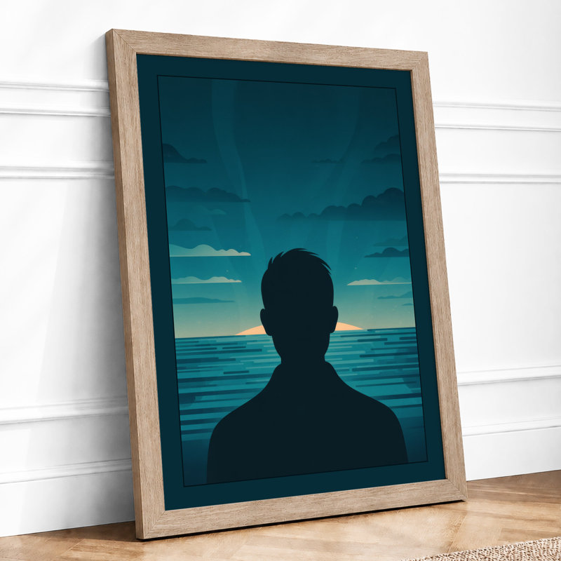 Figure At Horizon Coastal - Print, Oak, A3 - 42.0 x 29.7 cm