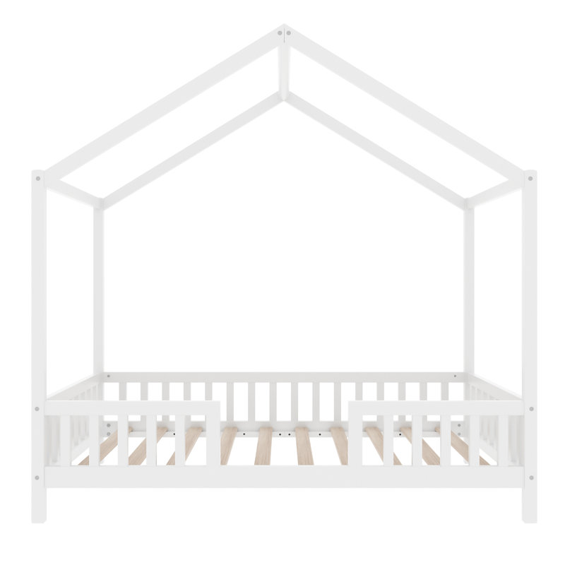 Lit de style maison basse avec rideaux, Simple, Blanc