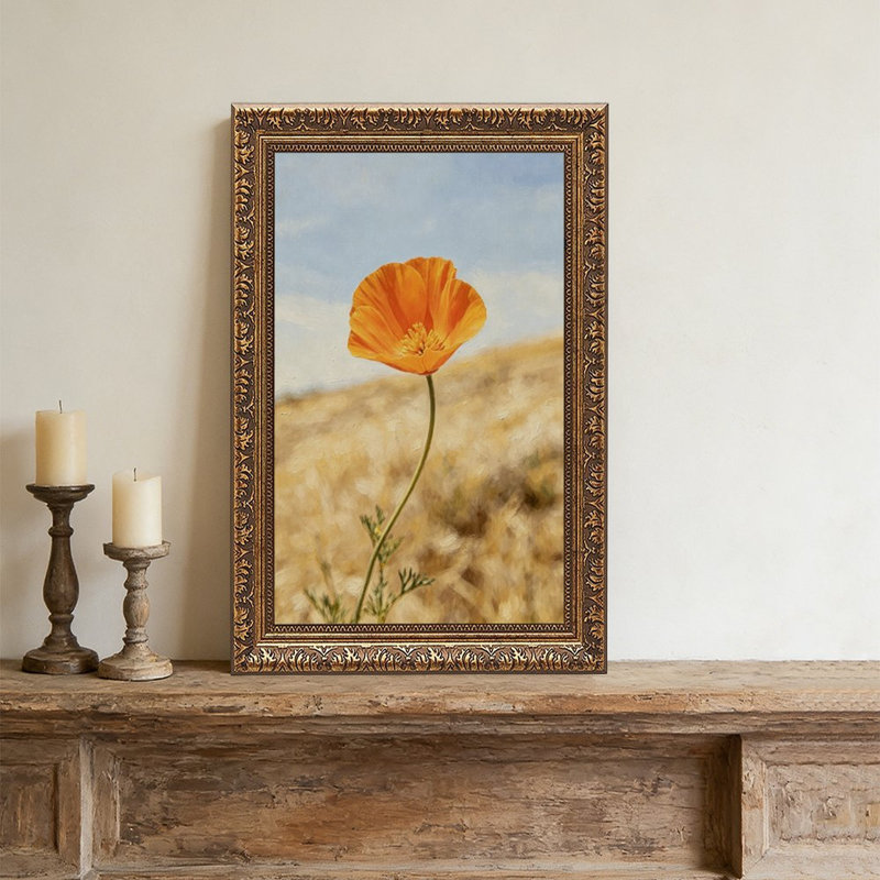 Cadre orange rétro Orange Poppy FieldOrnate, L 24 po x l 36 po