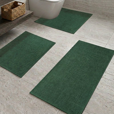 Ensemble de tapis de bain 3 pièces à aspect lin texturé avec envers antidérapant