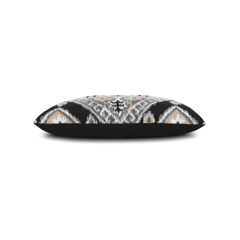 Ikat Diamond Outdoor Rectangular Pillow Cover & Insert, Onyx