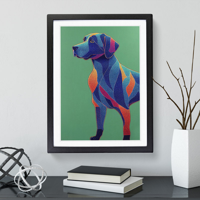 Mysterious Dog Abstract - Framed Print, Black, 64cm H x 46cm W x 2cm D