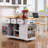 53Inch Large Kitchen Island With 2 Bar Stools, Power Outlet,Door Internal Storage Rack, Kitchen Storage Cart On 5 Wheels With Drop Leaf, 5 Open Side Racks, 3 Drawers, For Kitchen,Dining Room-1491649364