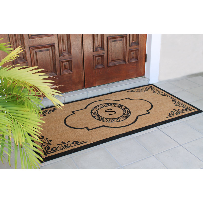 Issac Natural Coir 36" X 72" Entry Double Monogrammed Doormat , S