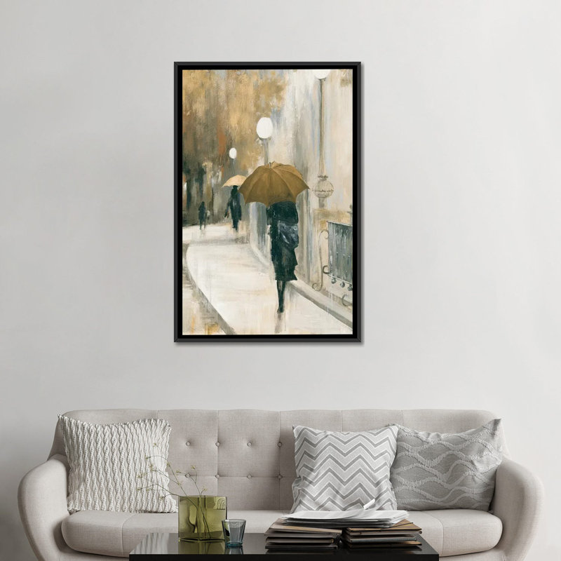 « matinée avenue ii », reproduction sur toile, H 26 po x l 18 po x P 1,5 po, Toile avec cadre noir, Pas de tapis