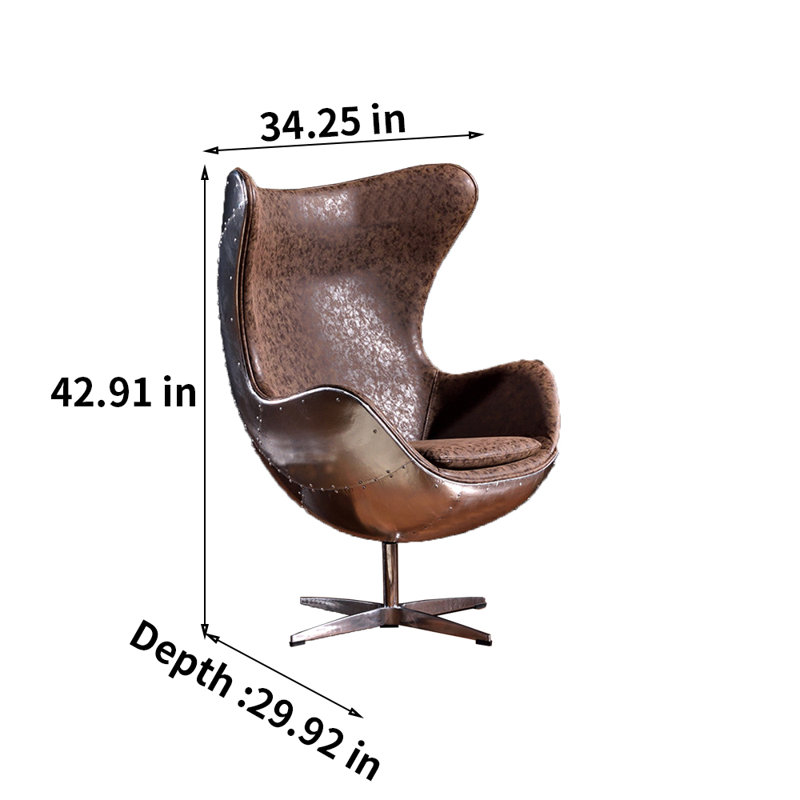 Fauteuil à oreilles pivotant large de 34,25 po Zhanya