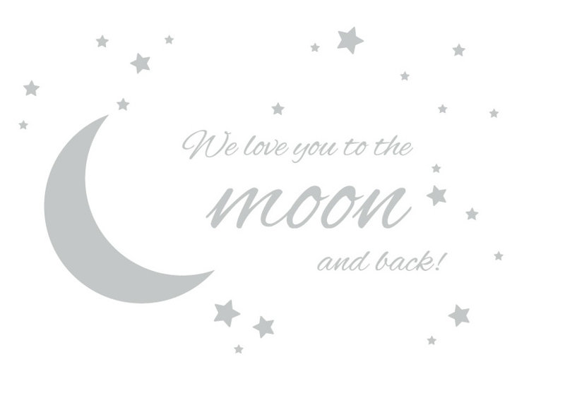 Adhésif décoratif « To the moon and back », H 44 po x l 65 po x P 0,01 po, Gris clair