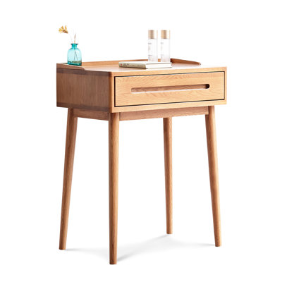 60Cm Width Dresser Bistro Table With Storage, 23.25In Depth, Natural Wood Desk, 29.46Lb Weight, Solid