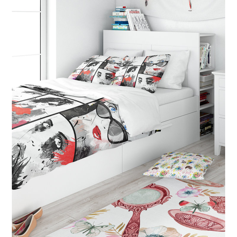 Polyester Abstract Duvet Cover Set, King Duvet Cover + 2 Shams
