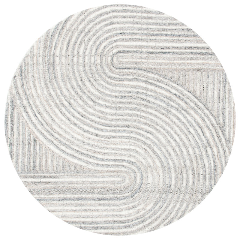 Rosalind Abstract Wool Hand Tufted Area Rug, Round 183cm