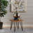 Rustic Patio Side Table With Wood, Metal Legs, And Enticing, 18"X18"X18", Patina Change Engaging, Tint Alteration