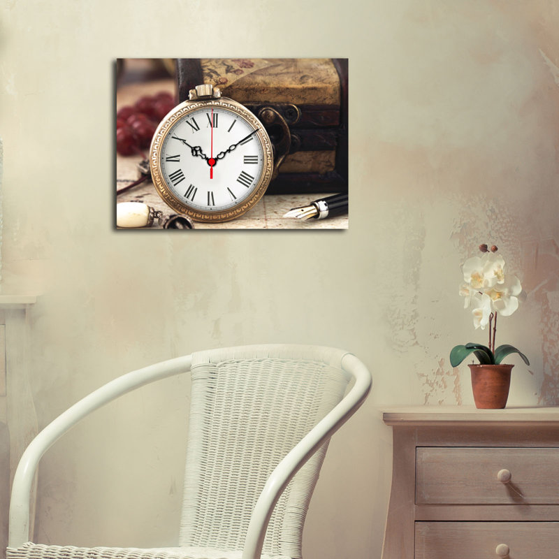 Elegant Decorative Canvas Wall Clock, 11.0 x 15.0 inches | 100% Suede Canvas with 100% Wooden Frame (Thickness: 1.2 inches) | Stylish Home Decor & Functional Timepiece, Perfect for Living Room & Office