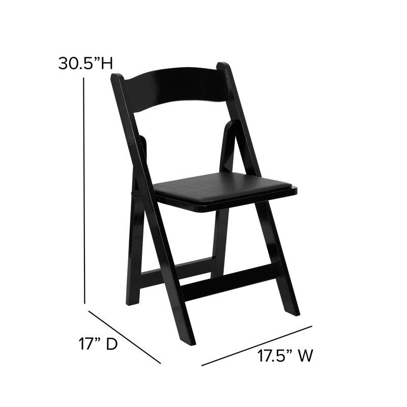Thornfeldt Beechwood Folding Chairs with Padded Seats, Black 