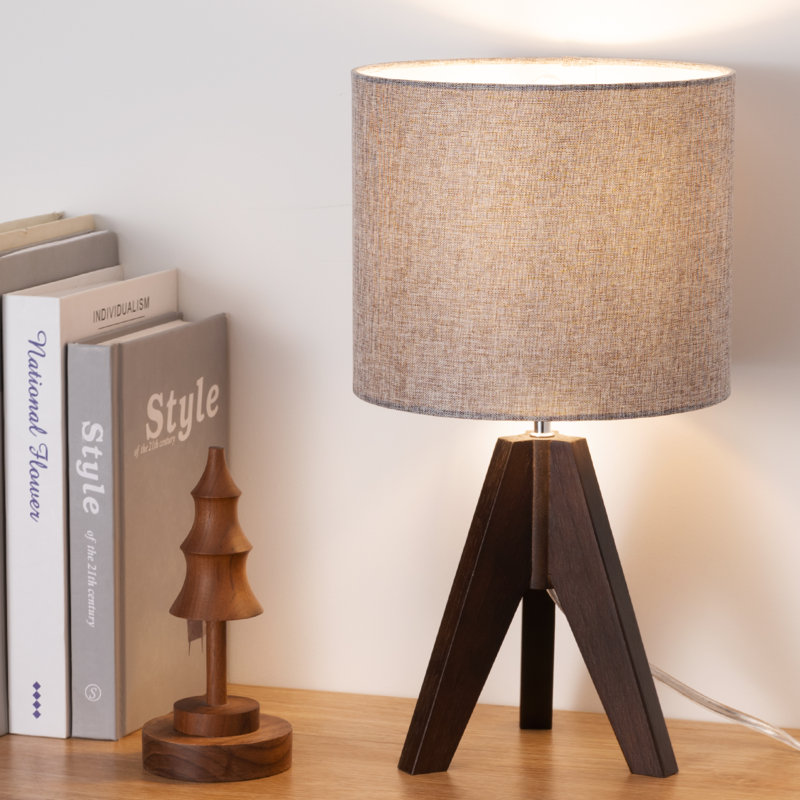 Lampe trépied en bois massif Cachezon, Noyer