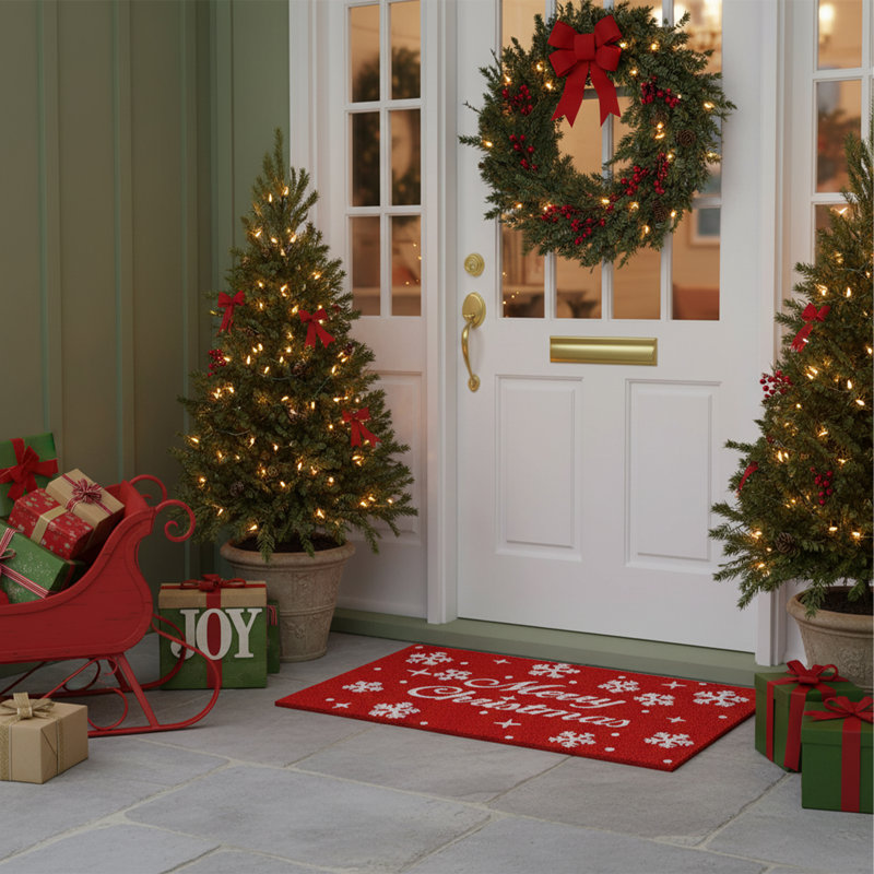 Mayle Non-Slip Christmas Outdoor Doormat, 17" W x 29" L