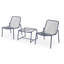 Ensemble de conversation d'extérieur 3 pièces avec cadre en fer Kincaid - 2 chaises en filet et 1 table d'appoint, bleu marine-131082678