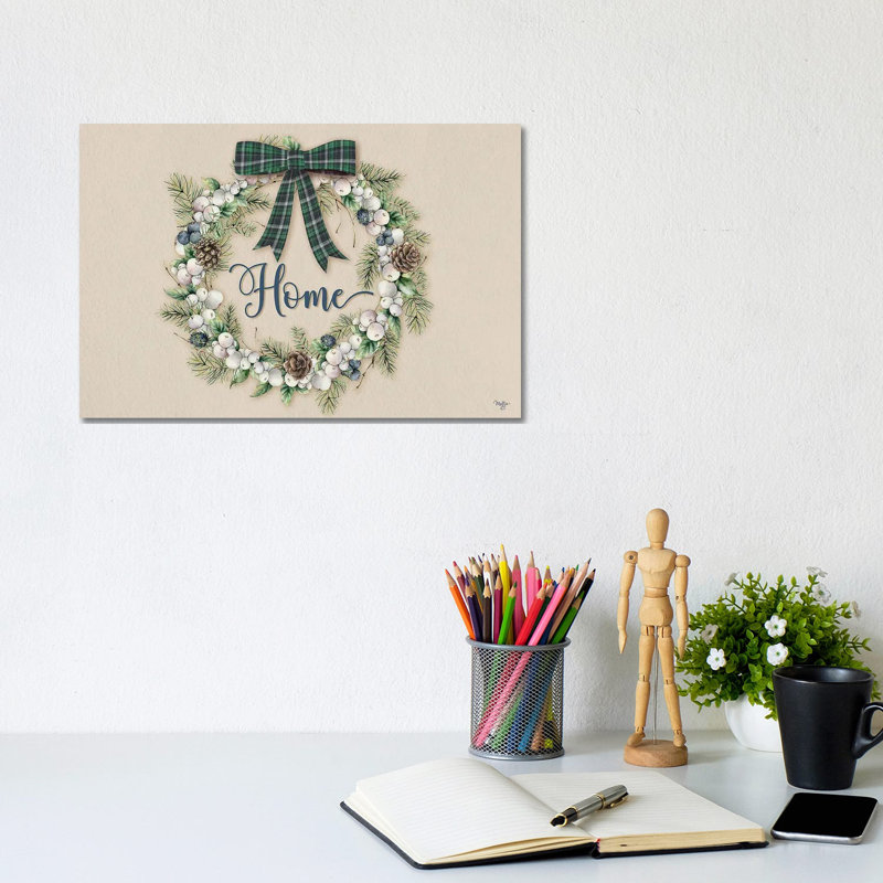 Winterberry Home Wreath - reproduction d'art murale - toile tendue