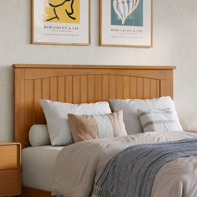 Lit plateforme en bois massif à profil bas Nantucket, Double, Caramel clair