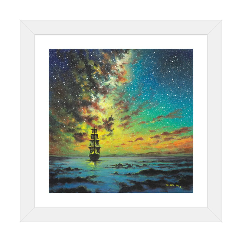 «Smooth Sailing» par reproduction d'art, H 24 po x l 24 po x P 1 po, Papier encadré blanc