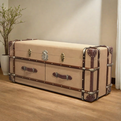 Tan Extra Large Canvas Accent Trunk