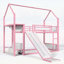 Lit superposé simple au-dessus d'un lit simple en métal avec glissade, zone de suspension pour vêtements à DEL et tablette de rangement en tissu pour enfants-133491191