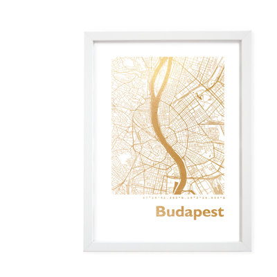 Budapest Map - Single Picture Frame Print
